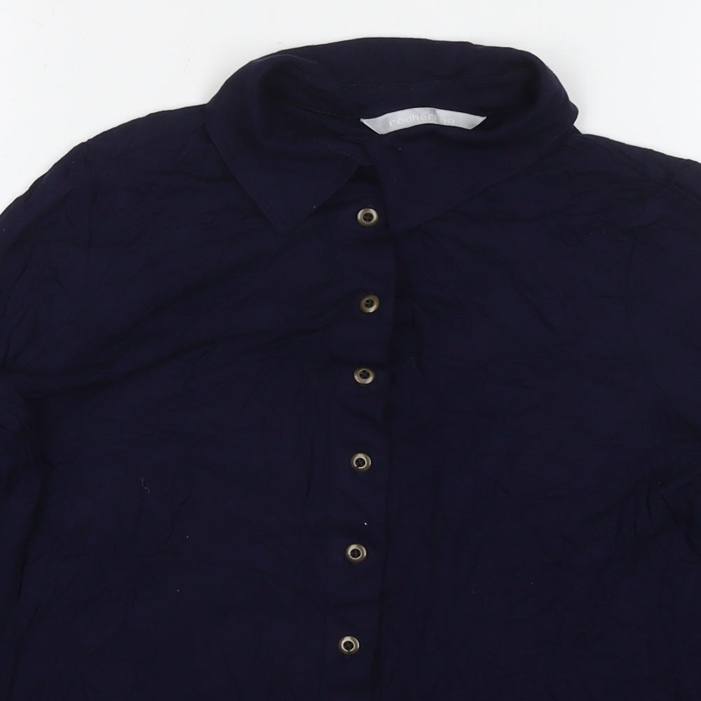 Red Herring Womens Blue Viscose Basic Button-Up Size 8 Collared