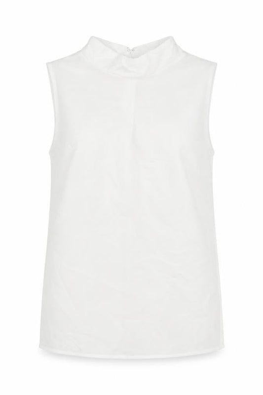 Front view of French Connection women’s white polyester basic tank, size XS, round neck