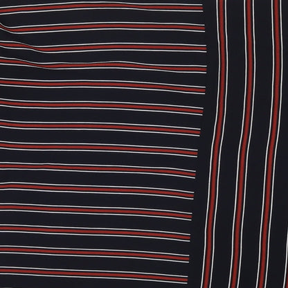 Marks & Spencer Womens Blue Striped Polyester Basic T-Shirt Size 10 Round Neck