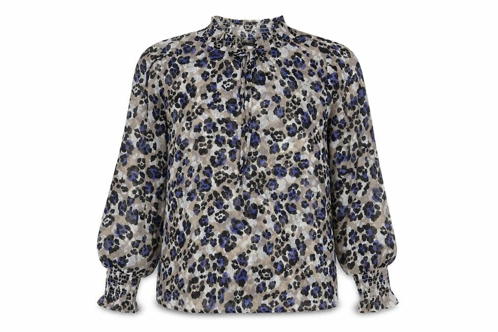 Marks & Spencer Womens Multicoloured Animal Print Polyester Basic Blouse Size 10 Round Neck - Leopard Print