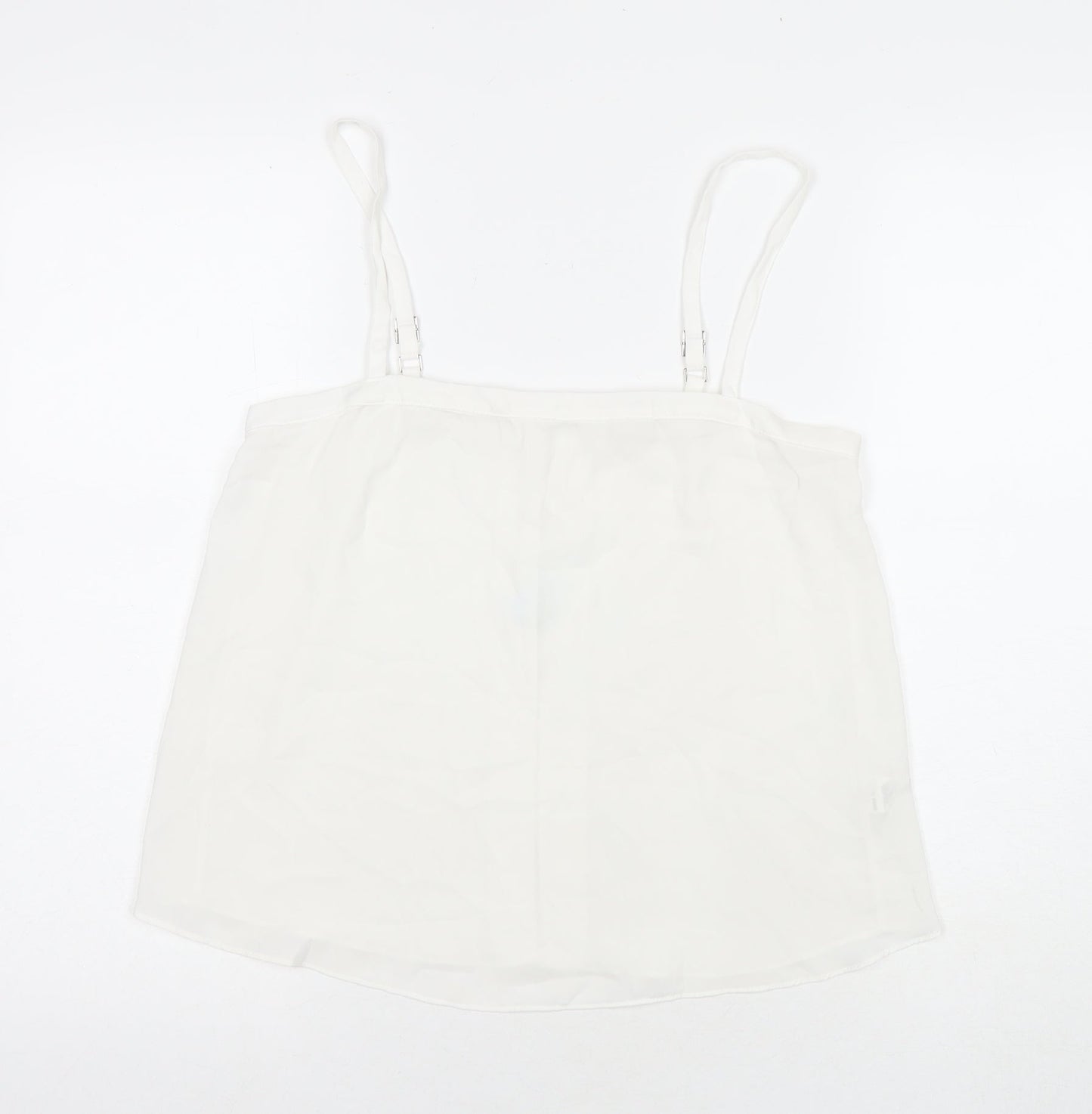 River Island Womens White Polyester Basic Button-Up Size 12 Square Neck