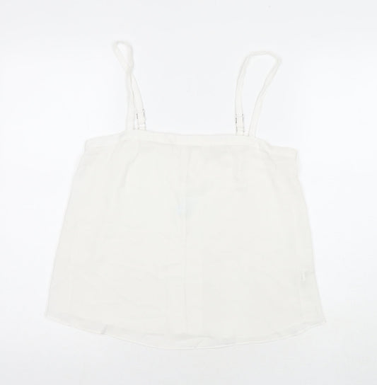 River Island Womens White Polyester Basic Button-Up Size 12 Square Neck
