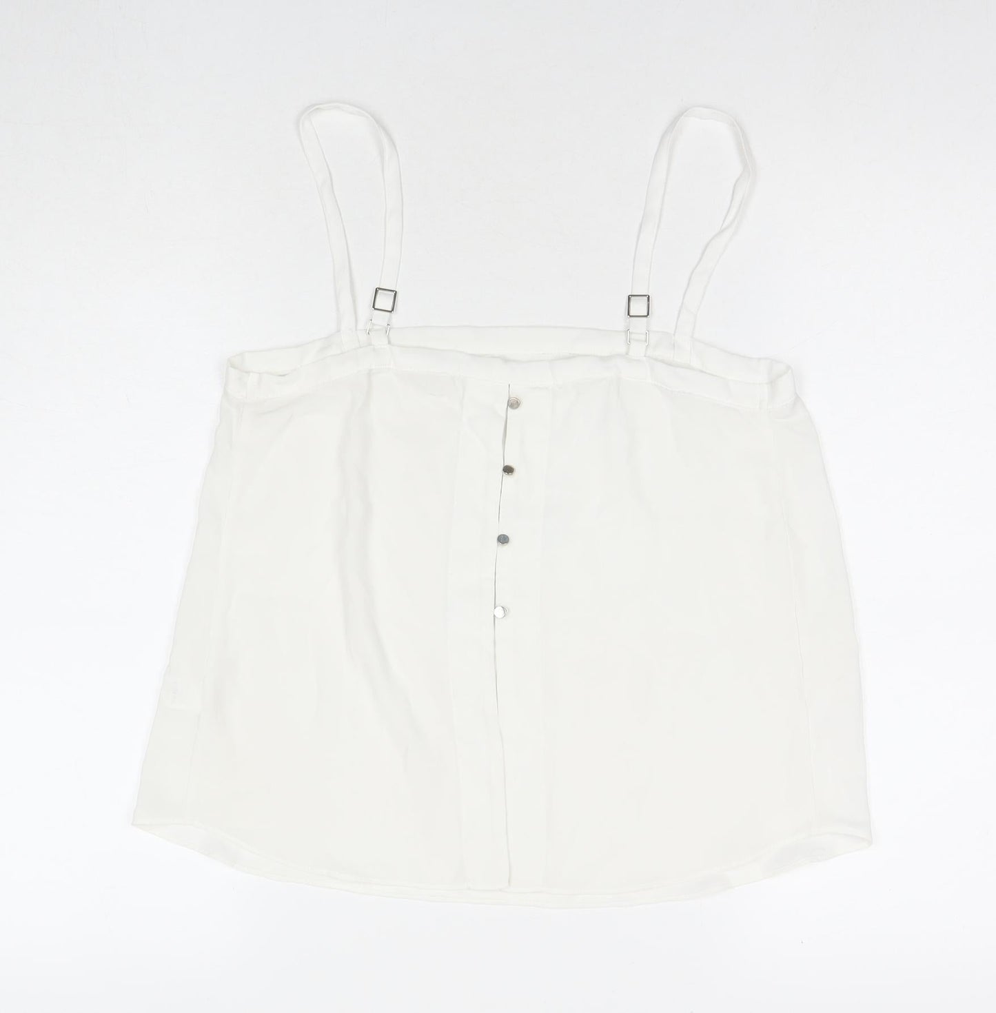 River Island Womens White Polyester Basic Button-Up Size 12 Square Neck