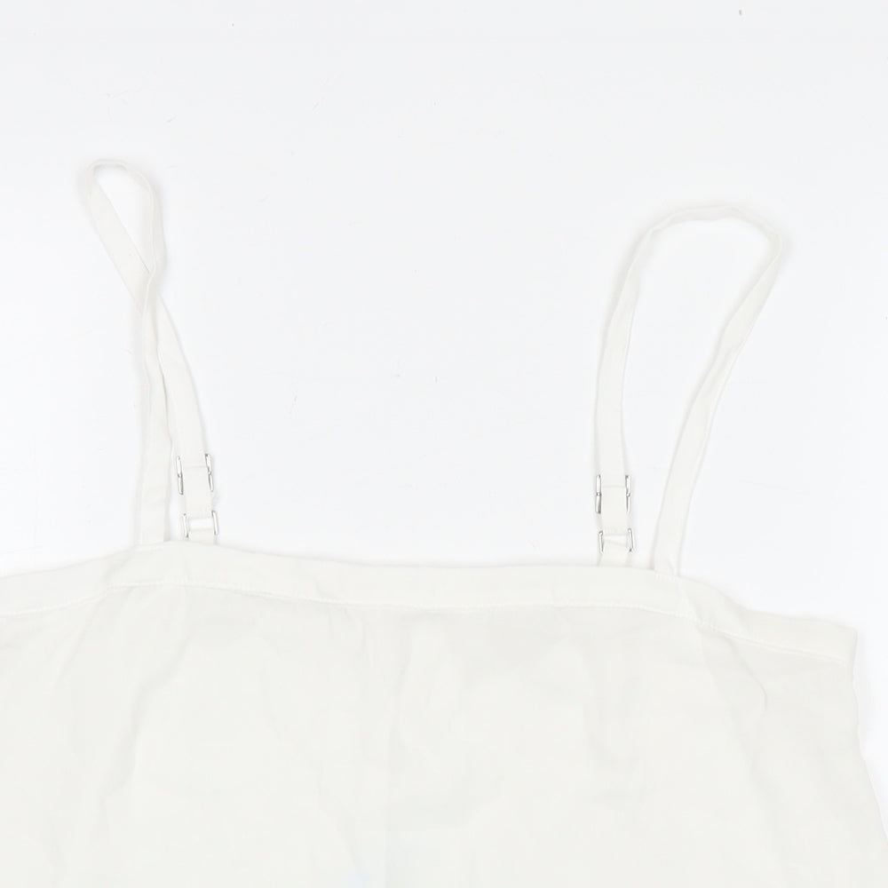 River Island Womens White Polyester Basic Button-Up Size 12 Square Neck