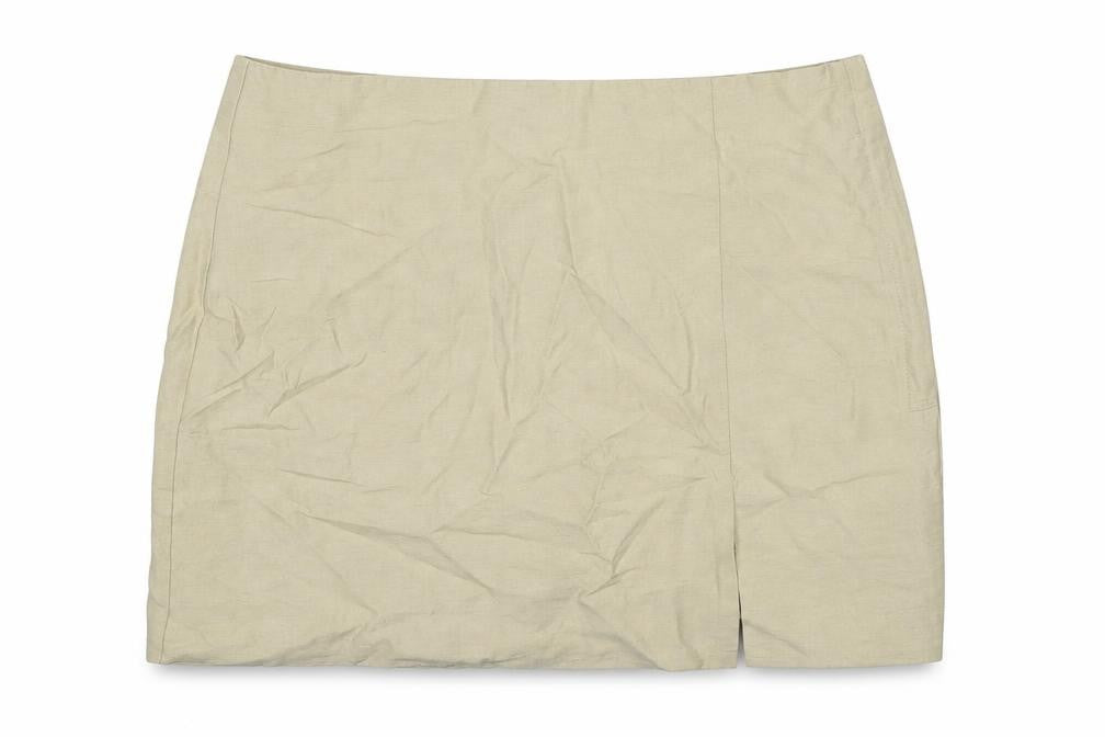 H&M Womens Beige Viscose Mini Skirt Size 10 Zip