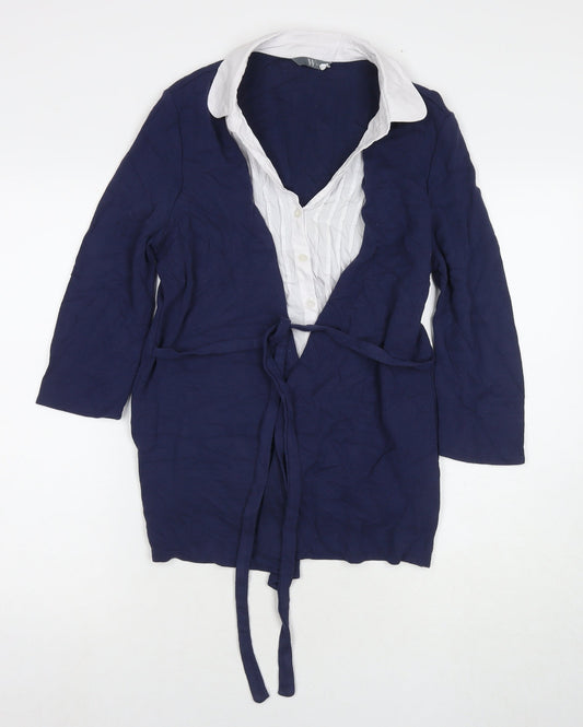 BHS Womens Multicoloured Viscose Basic Button-Up Size 16 Collared - Cardigan Effect