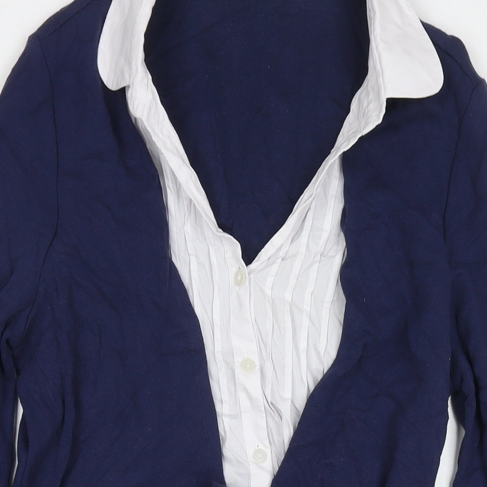 BHS Womens Multicoloured Viscose Basic Button-Up Size 16 Collared - Cardigan Effect