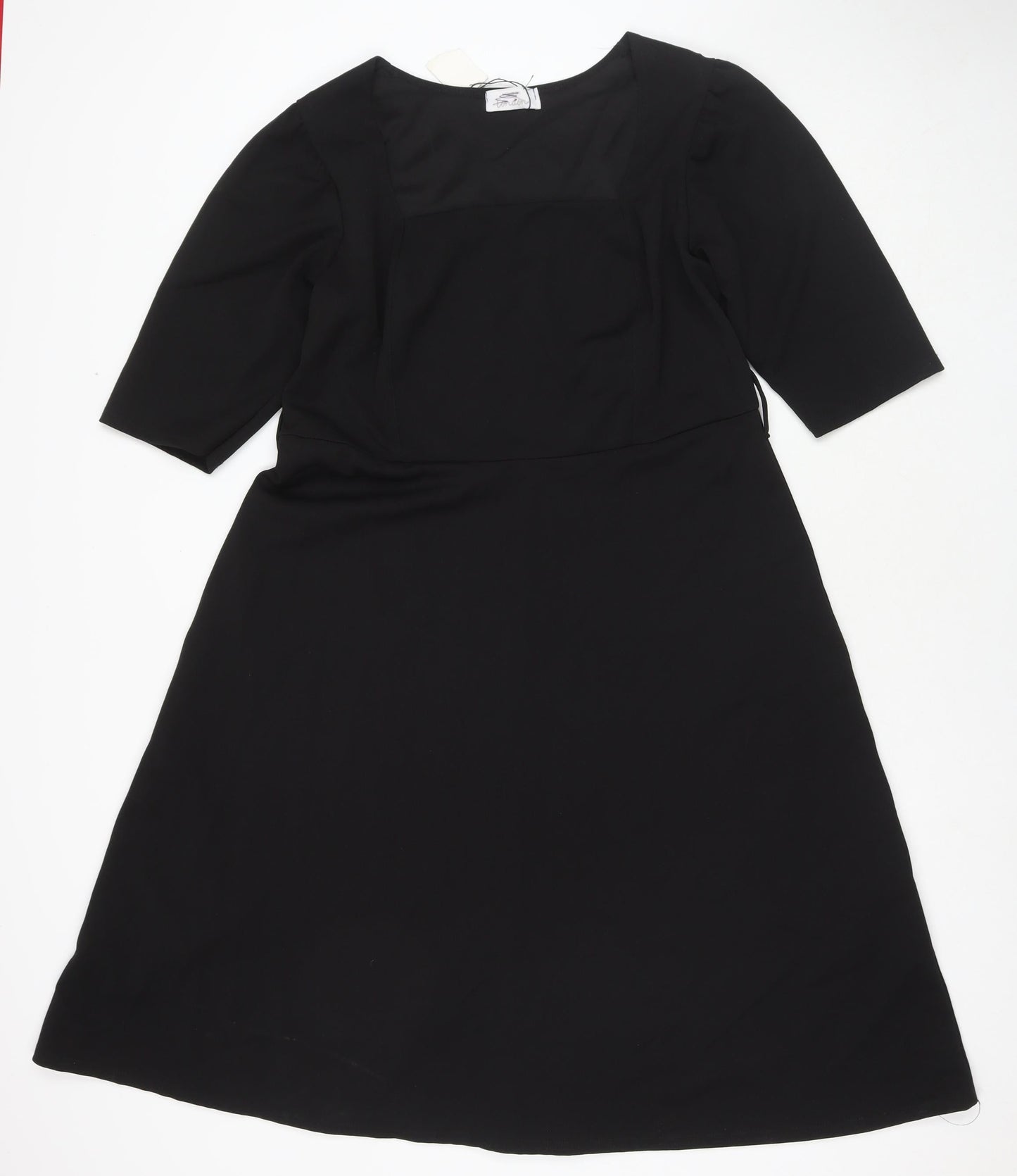 Yours Womens Black Polyester Fit & Flare Size 16 Square Neck Pullover