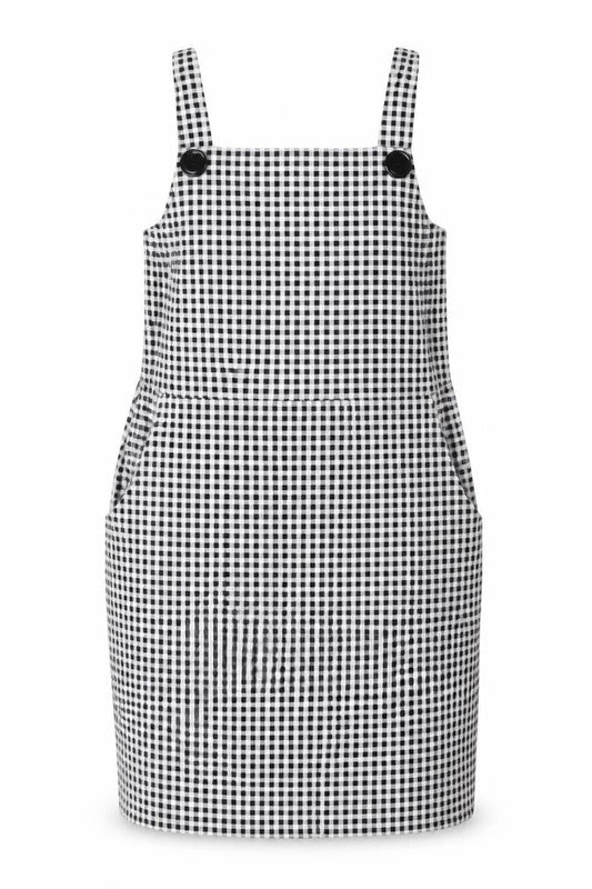 Select Womens Black Check Polyester Tank Dress Size 18 Square Neck Pullover