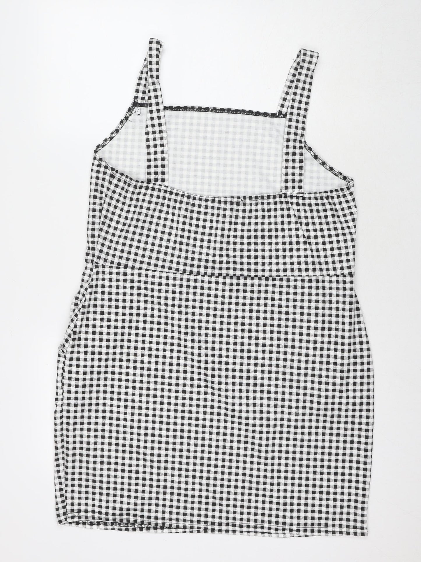 Select Womens Black Check Polyester Tank Dress Size 18 Square Neck Pullover