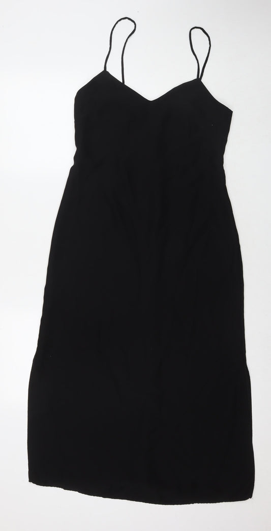 Mango Womens Black Polyester Maxi Size S V-Neck Zip