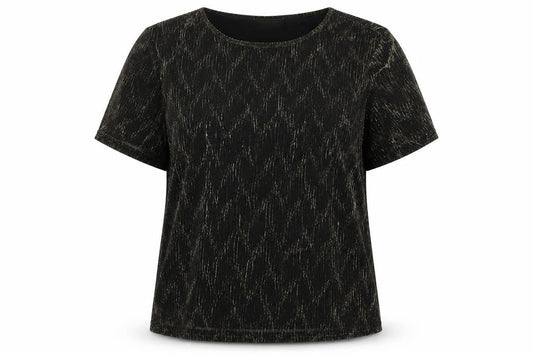 Mosaic Womens Black Nylon Basic T-Shirt Size 14 Round Neck - Glitter Detail
