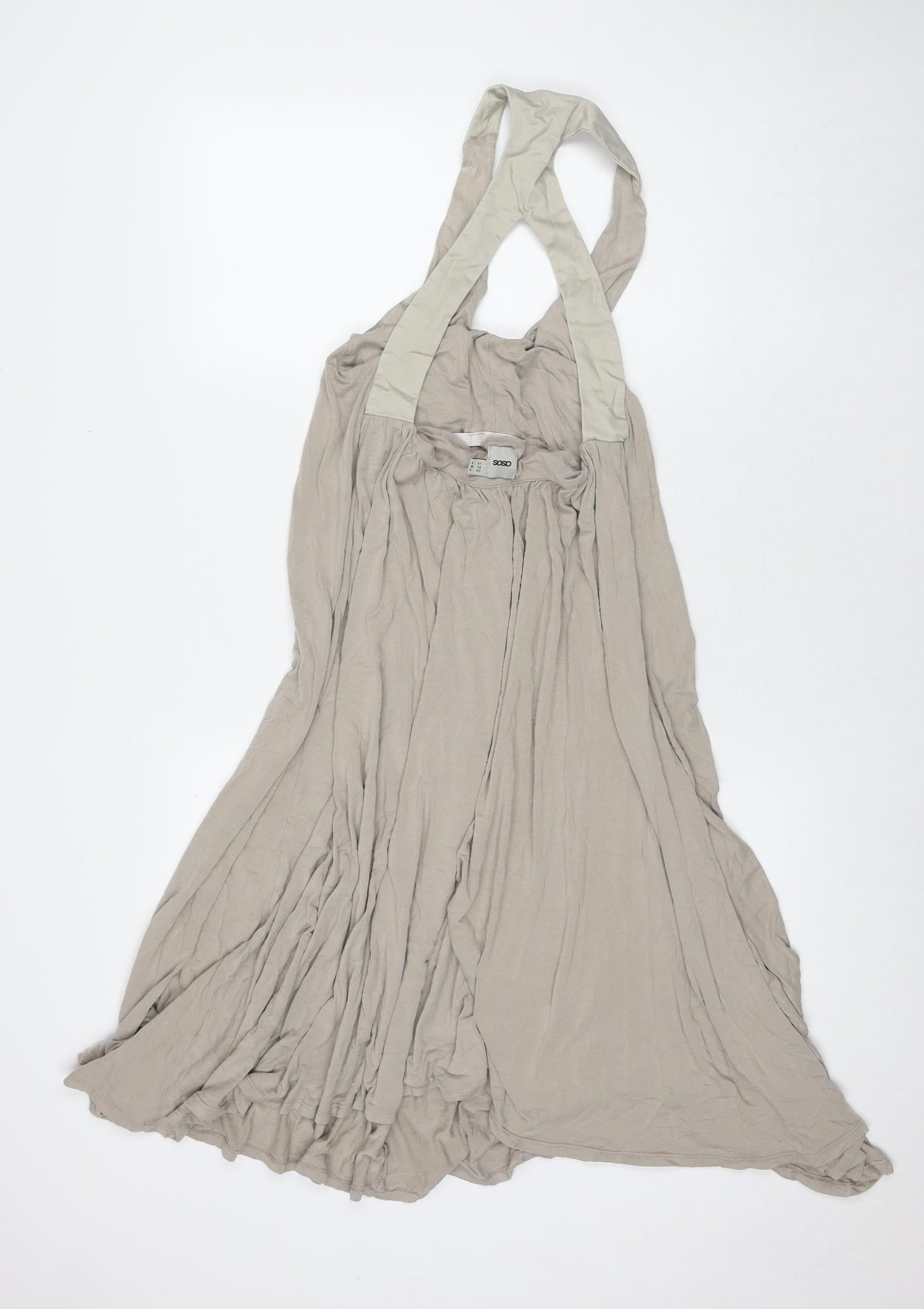 ASOS Womens Beige Viscose Tank Dress Size 8 Round Neck Pullover