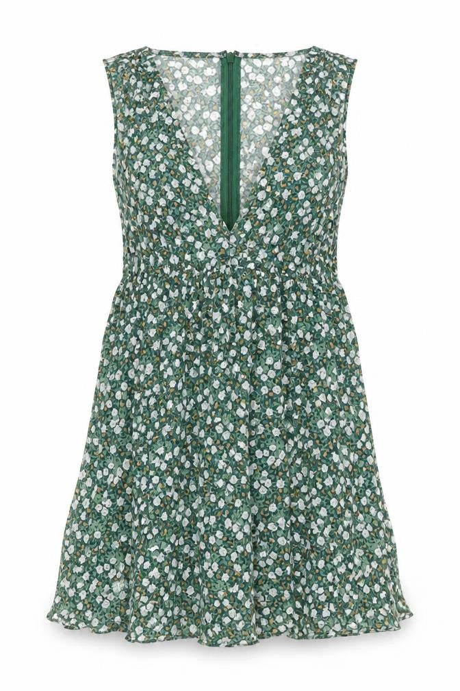 Motel Womens Green Floral Viscose Basic Tank Size S V-Neck