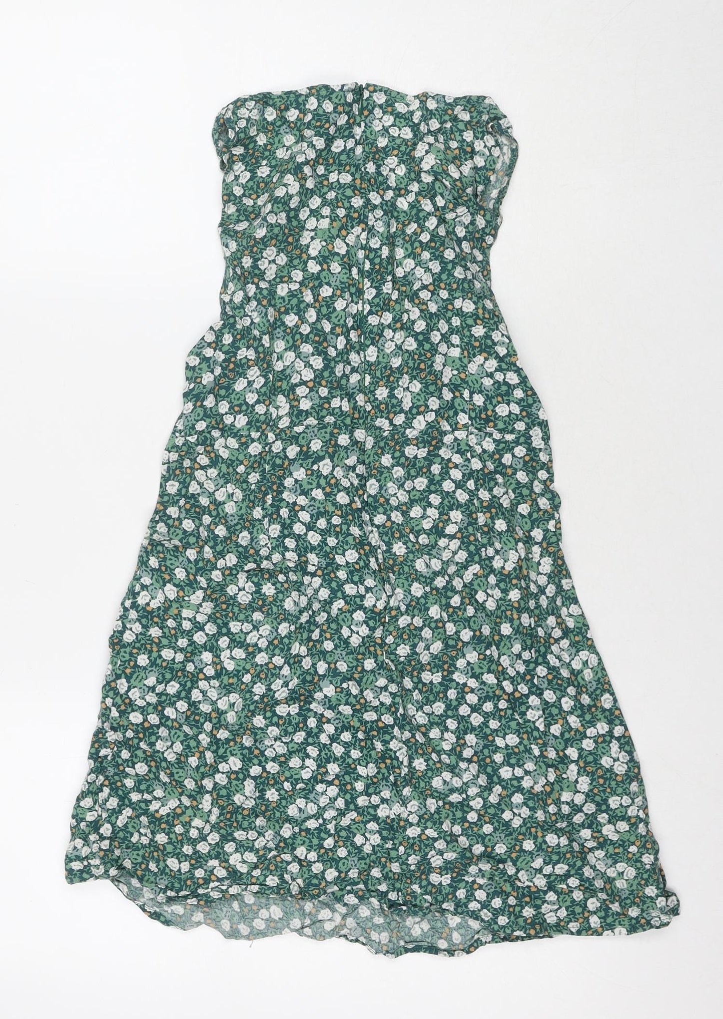 Motel Womens Green Floral Viscose Basic Tank Size S V-Neck