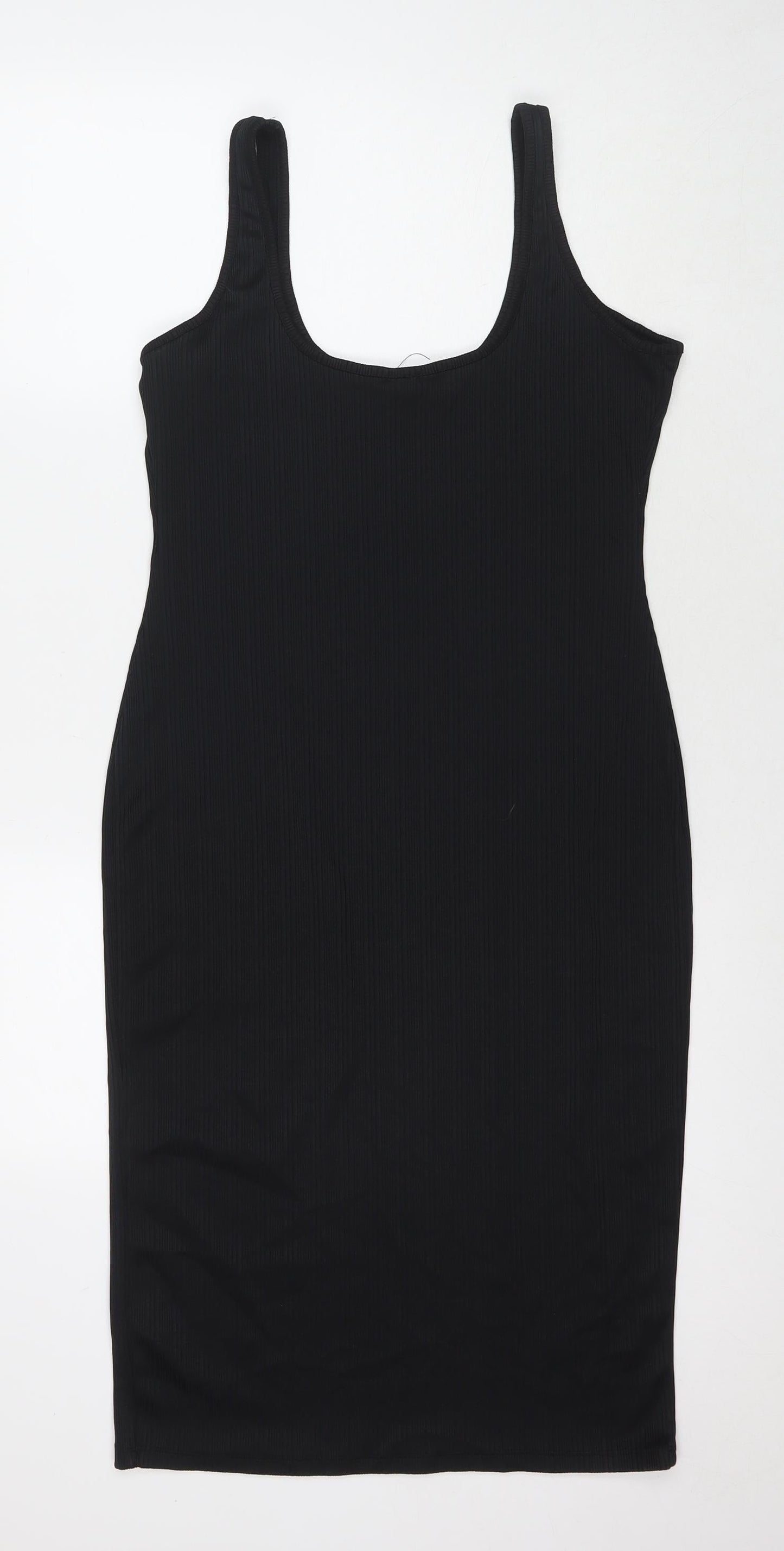 River Island Womens Black Polyester Tank Dress Size 14 Scoop Neck Pullover
