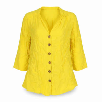 River Island Womens Yellow Viscose Tunic Button-Up Size 10 V-Neck