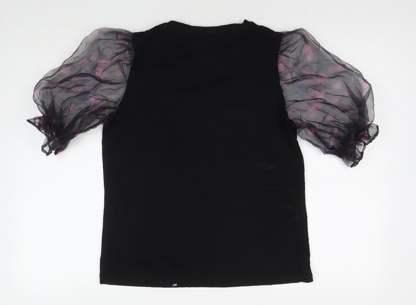 Dorothy Perkins Womens Black Cotton Basic T-Shirt Size 14 Round Neck