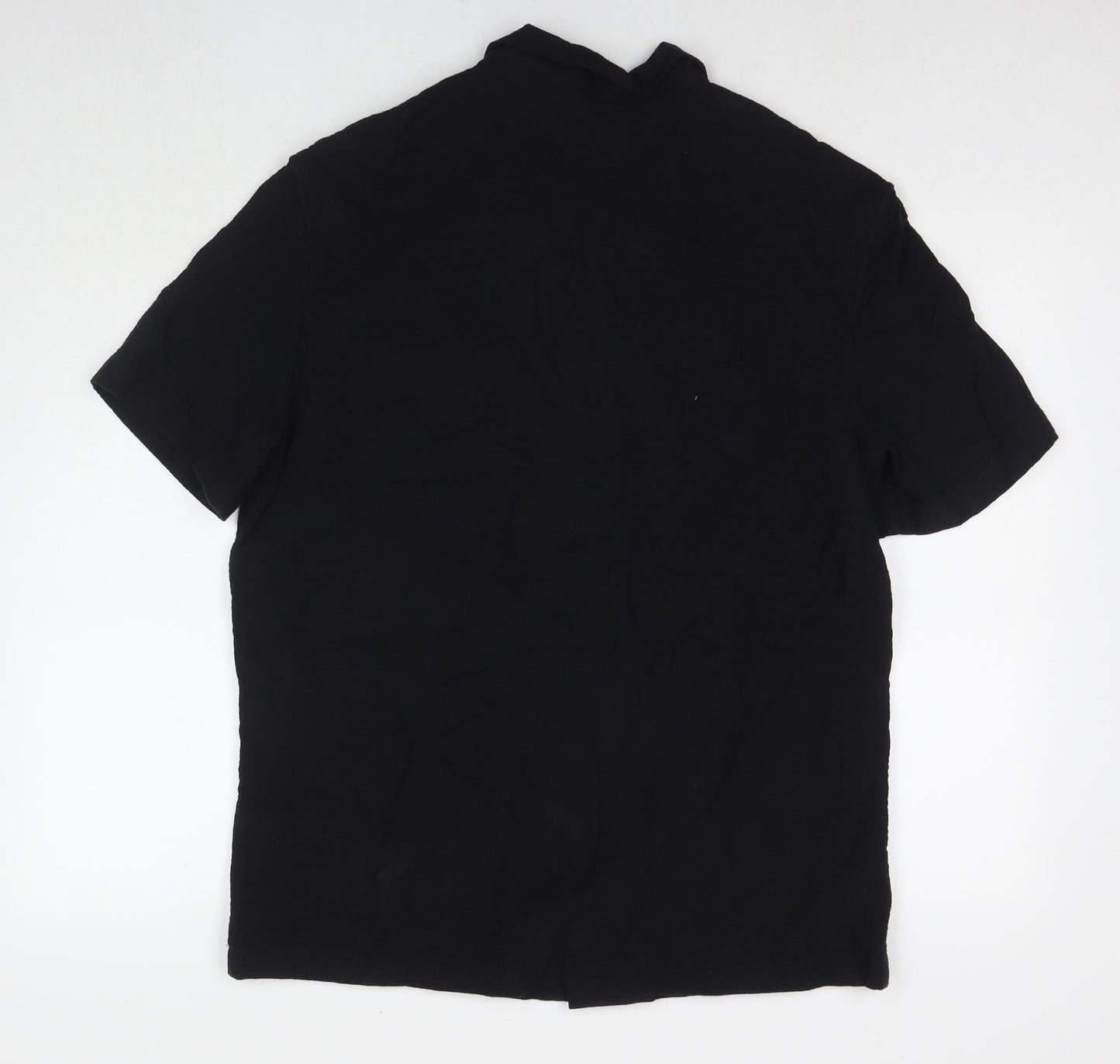 Marks and Spencer Womens Black Cotton Basic Button-Up Size L Collared