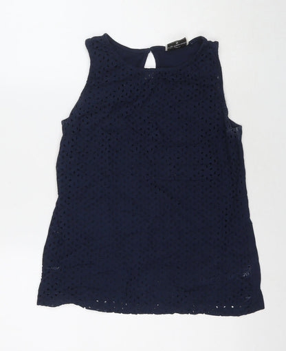 Next Womens Blue Cotton Basic Tank Size 10 Round Neck
