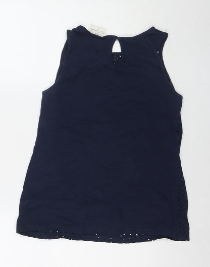 Next Womens Blue Cotton Basic Tank Size 10 Round Neck