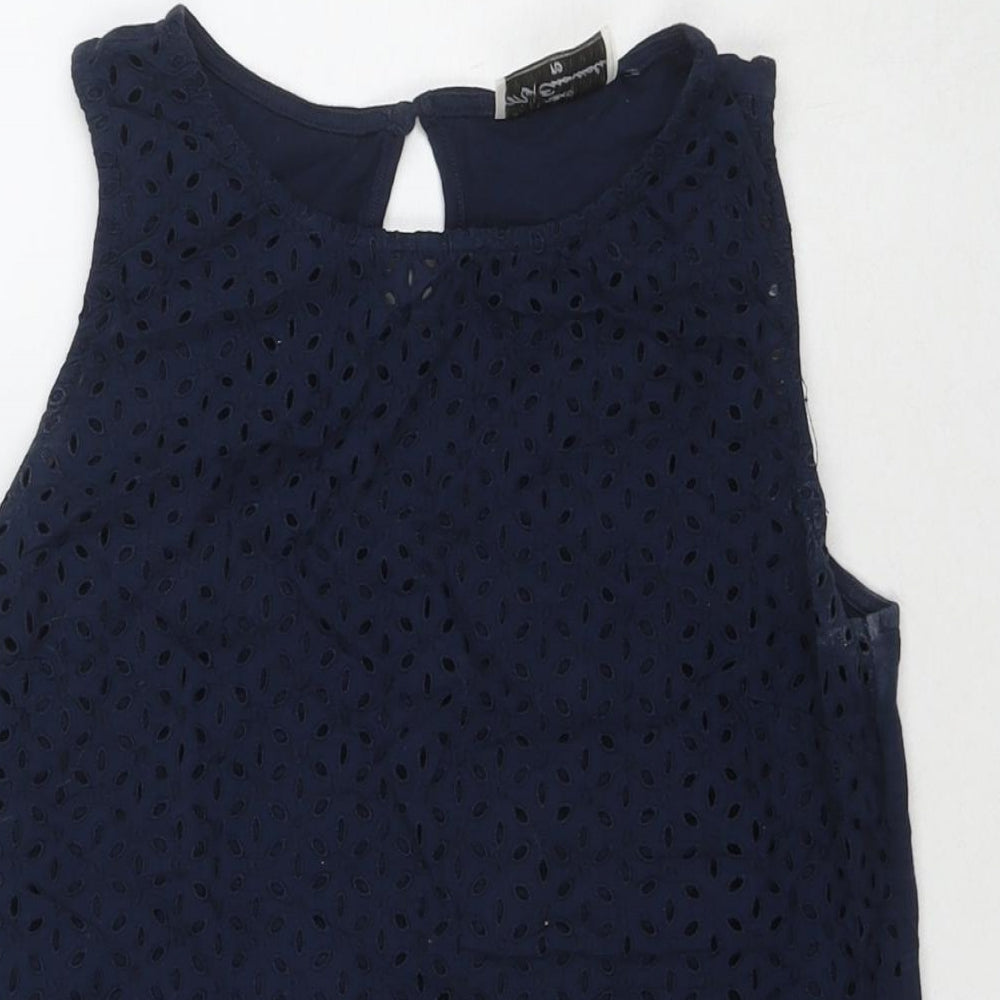 NEXT Womens Blue Cotton Basic Tank Size 10 Round Neck