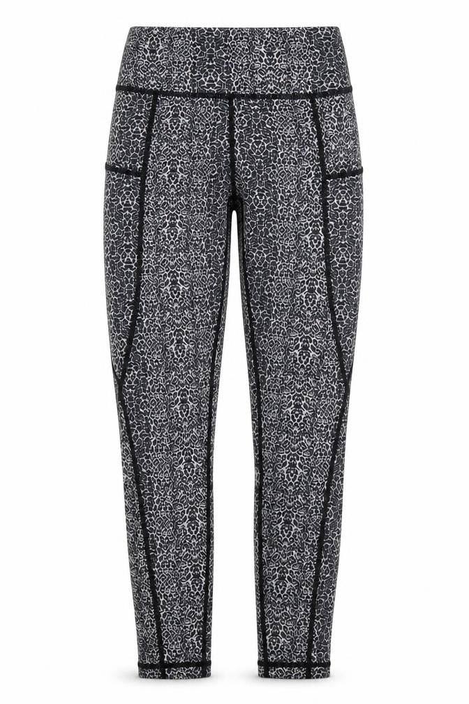 Ouges Womens Black Animal Print Polyester Pedal Pusher Leggings Size XS L25 in Regular Pullover - Leopard Print