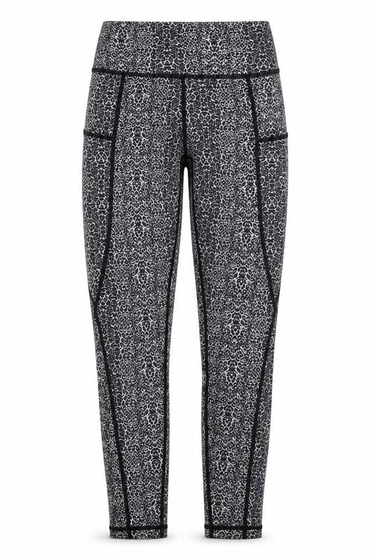 Ouges Womens Black Animal Print Polyester Pedal Pusher Leggings Size XS L25 in Regular Pullover - Leopard Print
