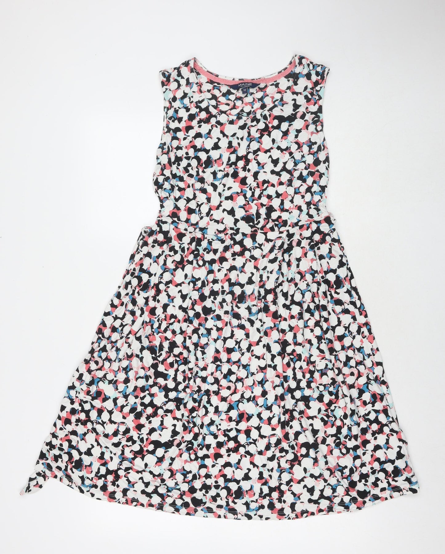 Maine Womens Multicoloured Geometric Viscose Tank Dress Size 10 Round Neck Pullover