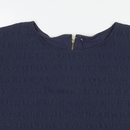 Marks & Spencer Womens Blue Viscose Basic T-Shirt Size 12 Round Neck