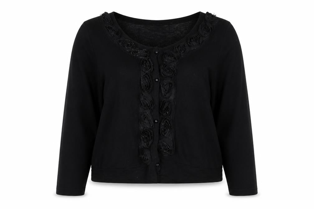 New Look Womens Black Polyester Basic Button-Up Size 18 V-Neck