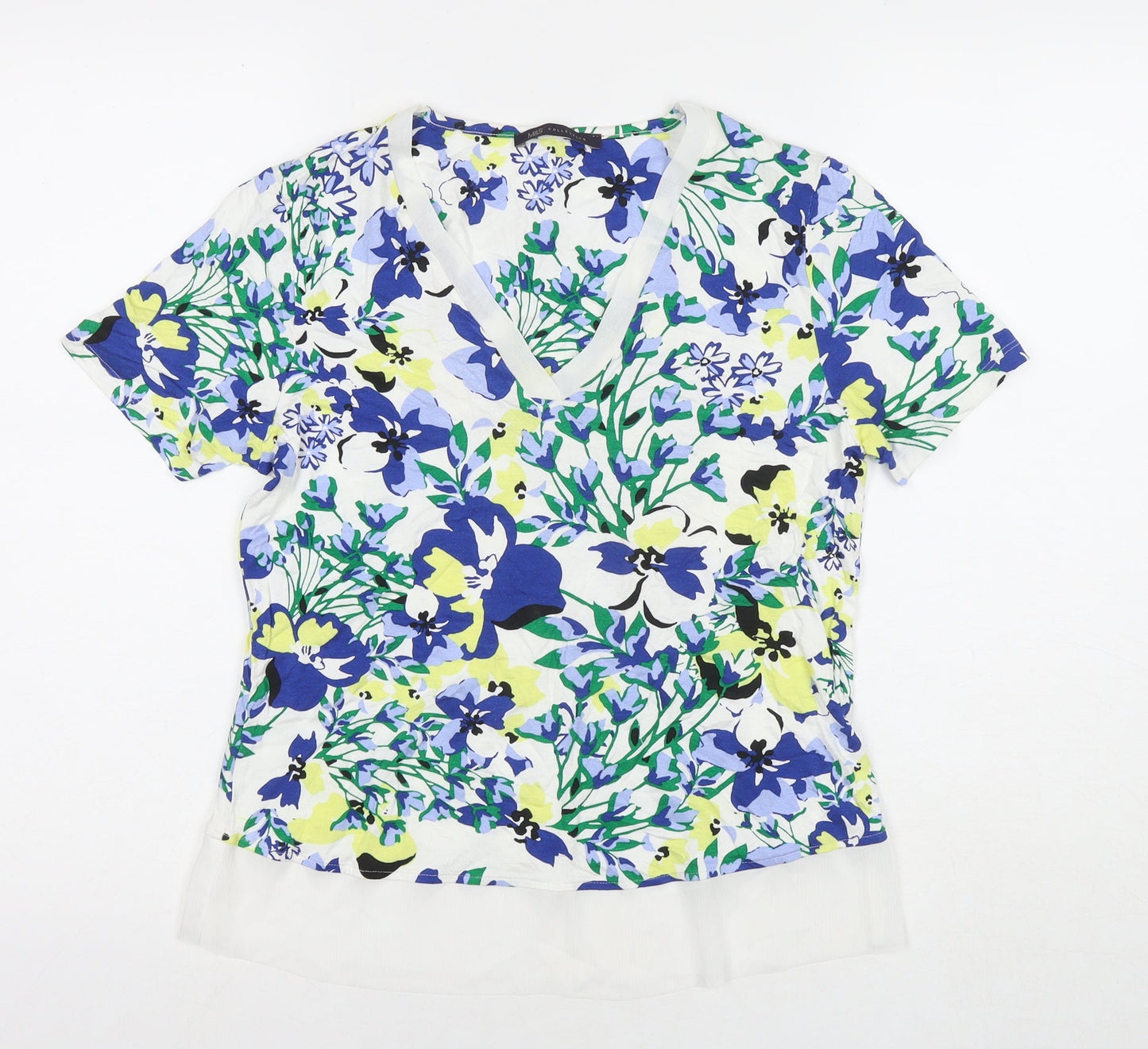 Marks and Spencer Womens Multicoloured Floral Viscose Basic Blouse Size 8 Round Neck