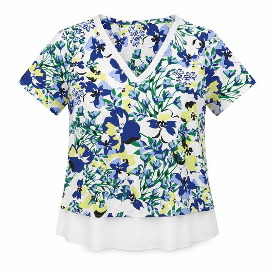 Marks and Spencer Womens Multicoloured Floral Viscose Basic Blouse Size 8 Round Neck