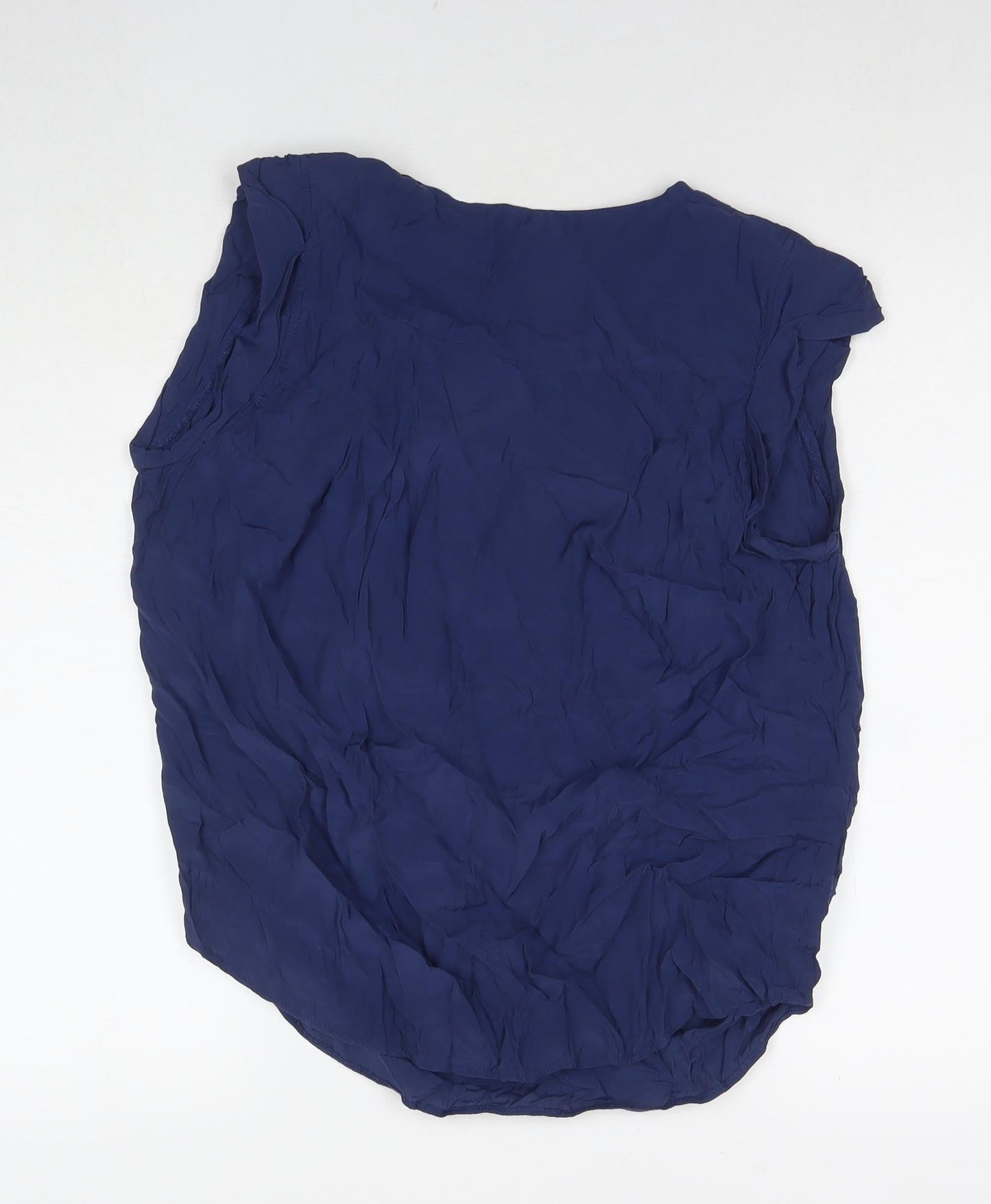 Topshop Womens Blue Viscose Basic T-Shirt Size 10 V-Neck
