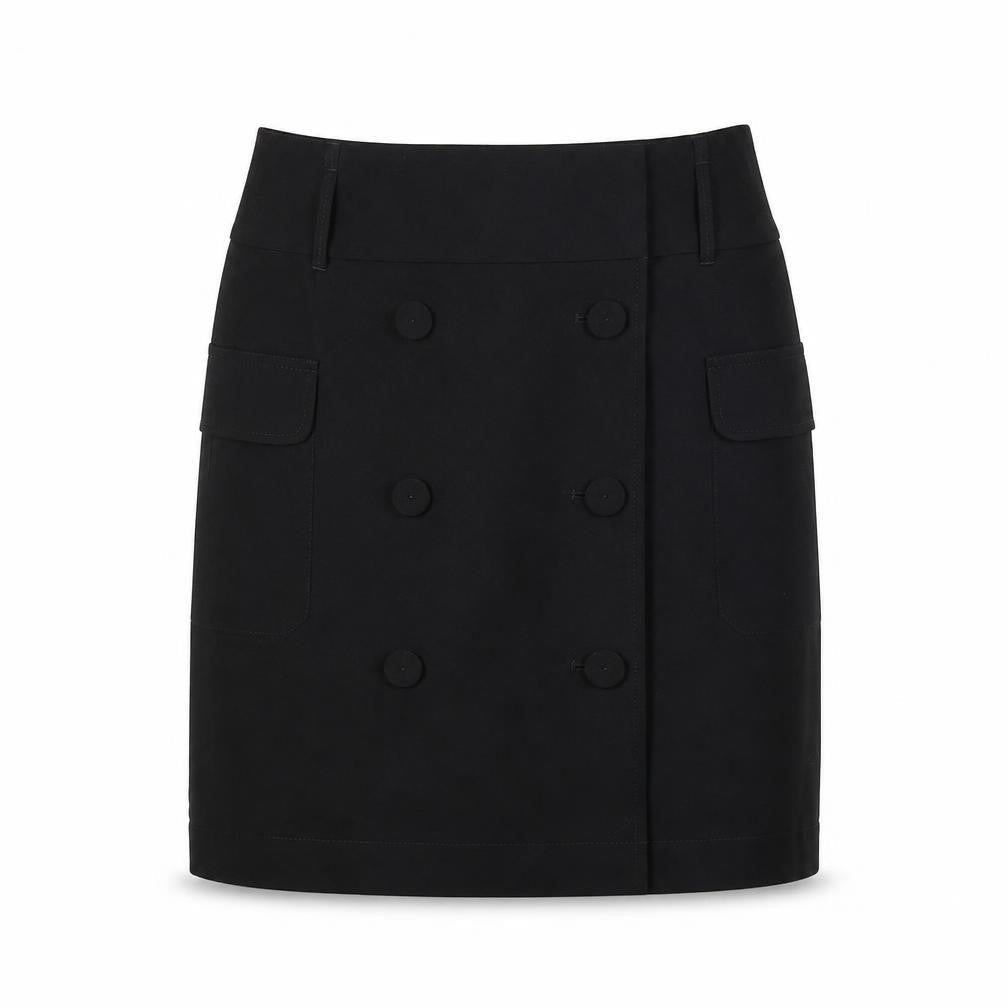 Gerry Weber Womens Black Polyester A-Line Skirt Size 14 Button