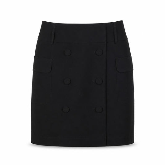 Gerry Weber Womens Black Polyester A-Line Skirt Size 14 Button