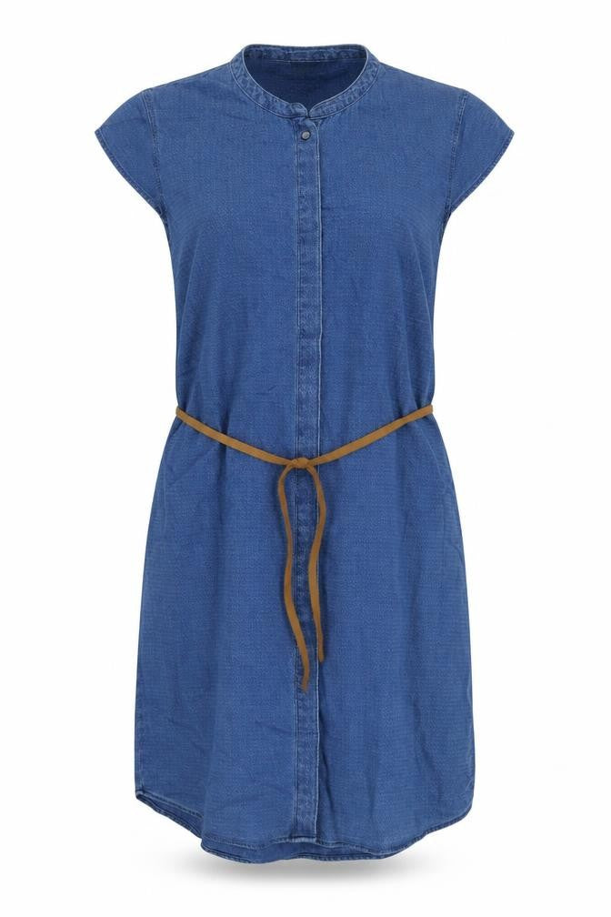 VERO MODA Womens Blue Cotton Shift Size M Round Neck Snap