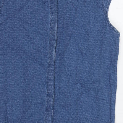 Vero Moda Womens Blue Cotton Shift Size M Round Neck Snap