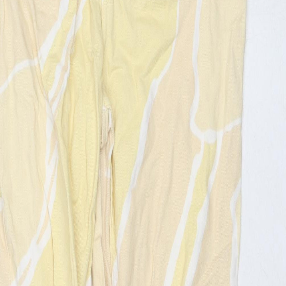 Monki Womens Yellow Geometric Cotton Straight Jeans Size 10 L29 in Regular Zip