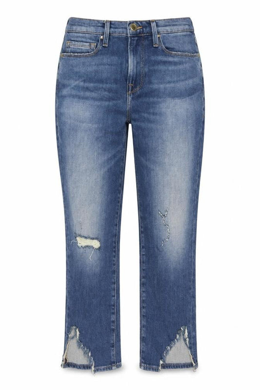 FRAME Womens Blue Cotton Straight Jeans Size 26 L27 in Regular Zip