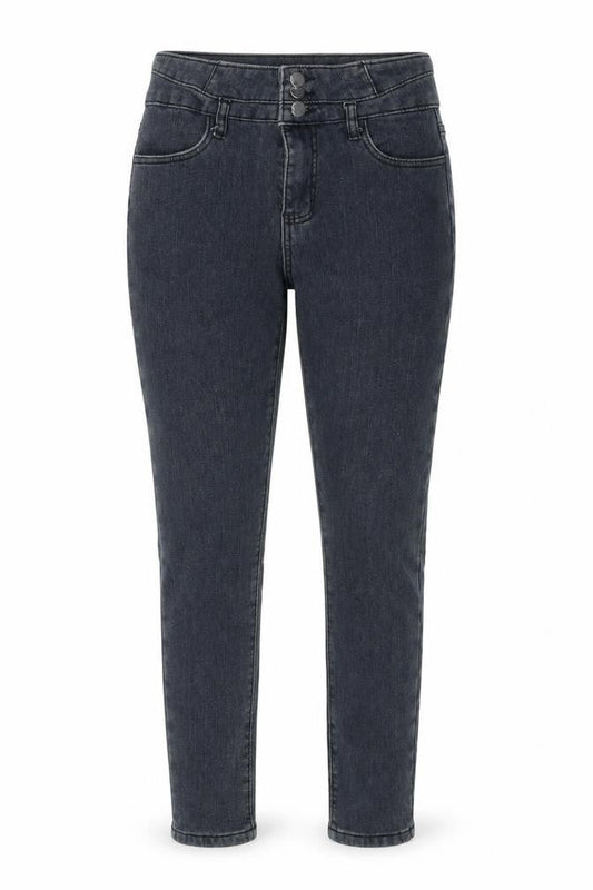 Front view of Denim women’s blue cotton skinny jeans, size UK 30, in, 26-inch leg regular zip