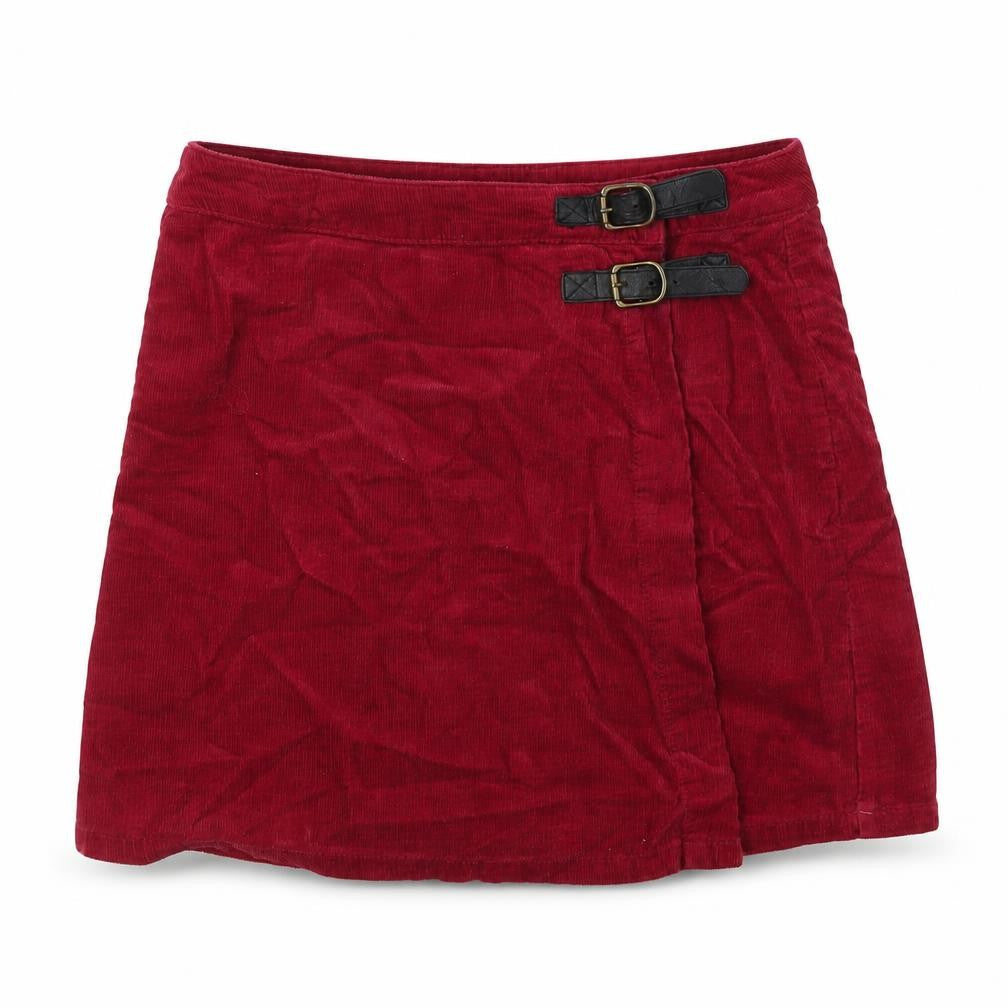 George Womens Red Cotton Wrap Skirt Size 8 Buckle