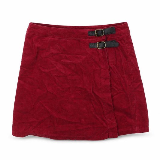 George Womens Red Cotton Wrap Skirt Size 8 Buckle