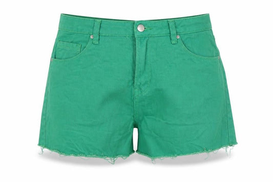 Urban Revivo Womens Green Cotton Bermuda Shorts Size 14 Regular Button - Raw Hem