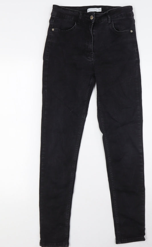 Warehouse Womens Black Cotton Skinny Jeans Size 12 L28 in Slim Button