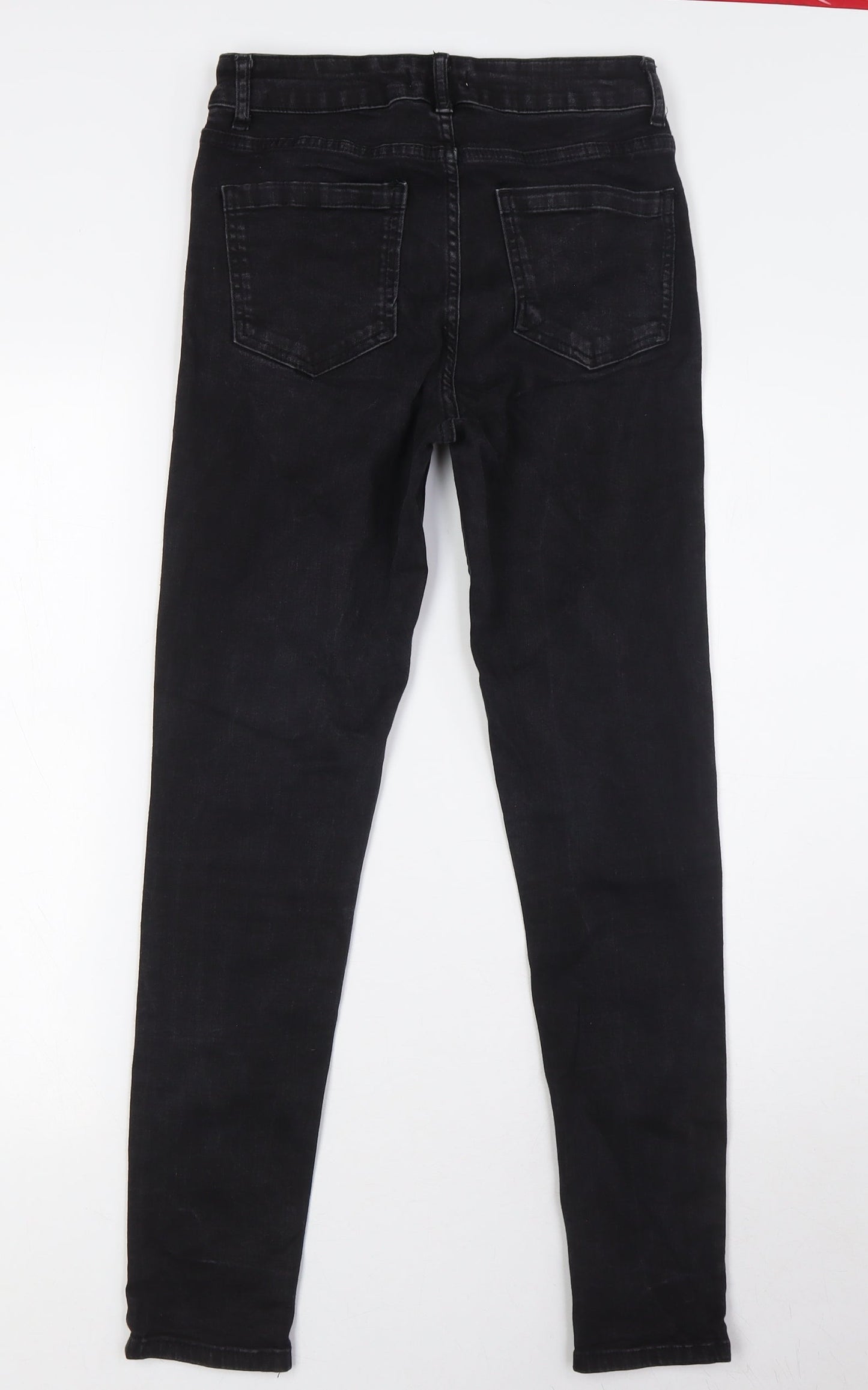 Warehouse Womens Black Cotton Skinny Jeans Size 12 L28 in Slim Button
