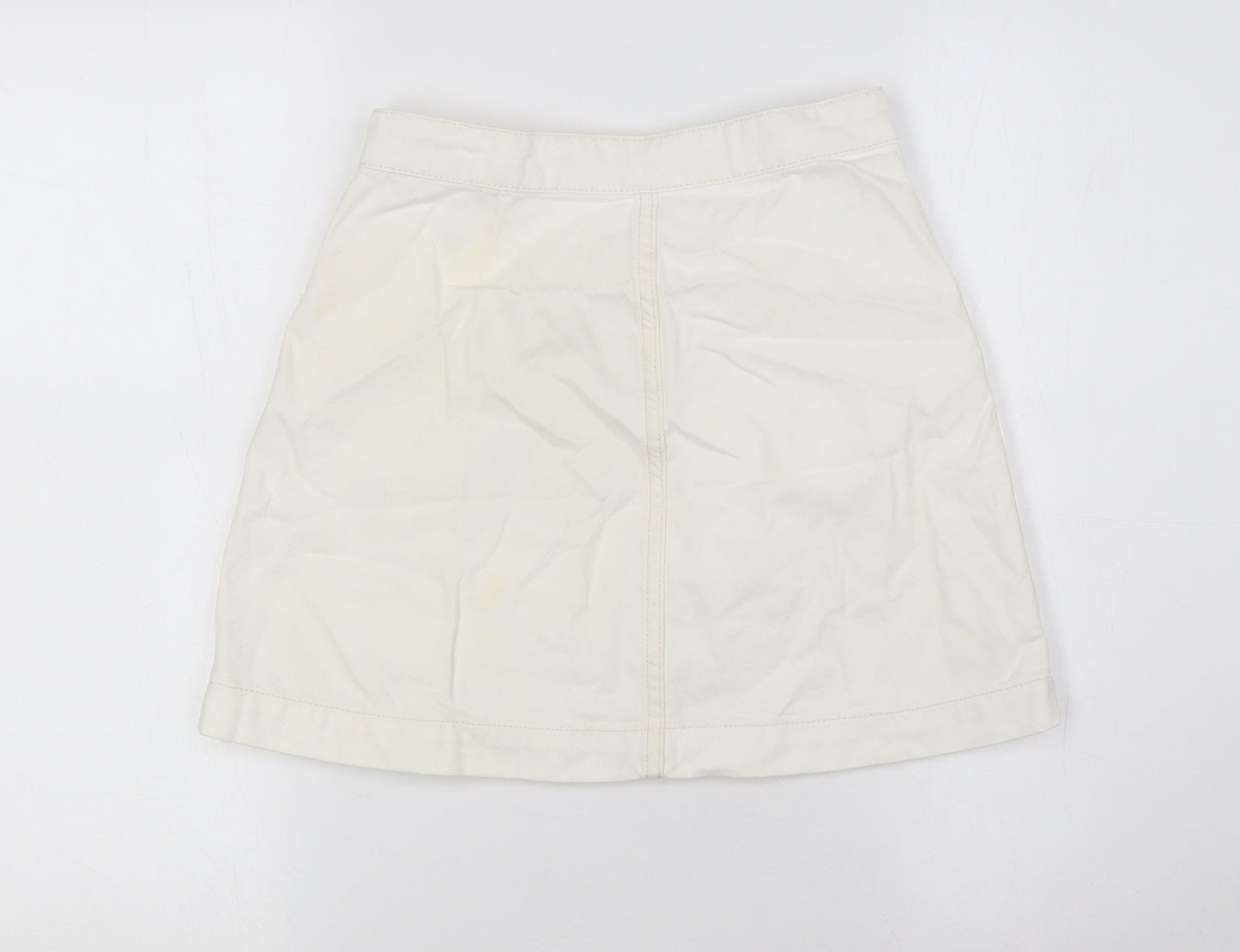 Topshop Womens Ivory Cotton A-Line Skirt Size 26 Button