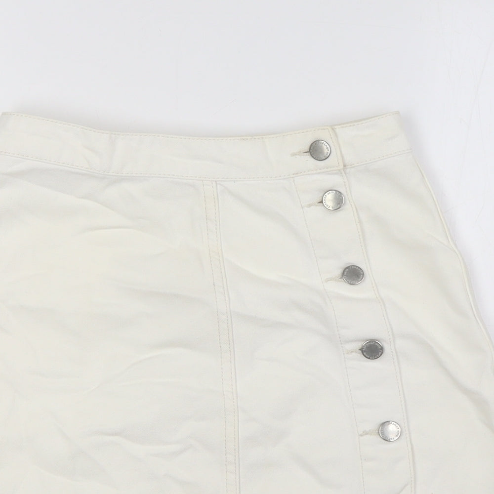 Topshop Womens Ivory Cotton A-Line Skirt Size 26 Button