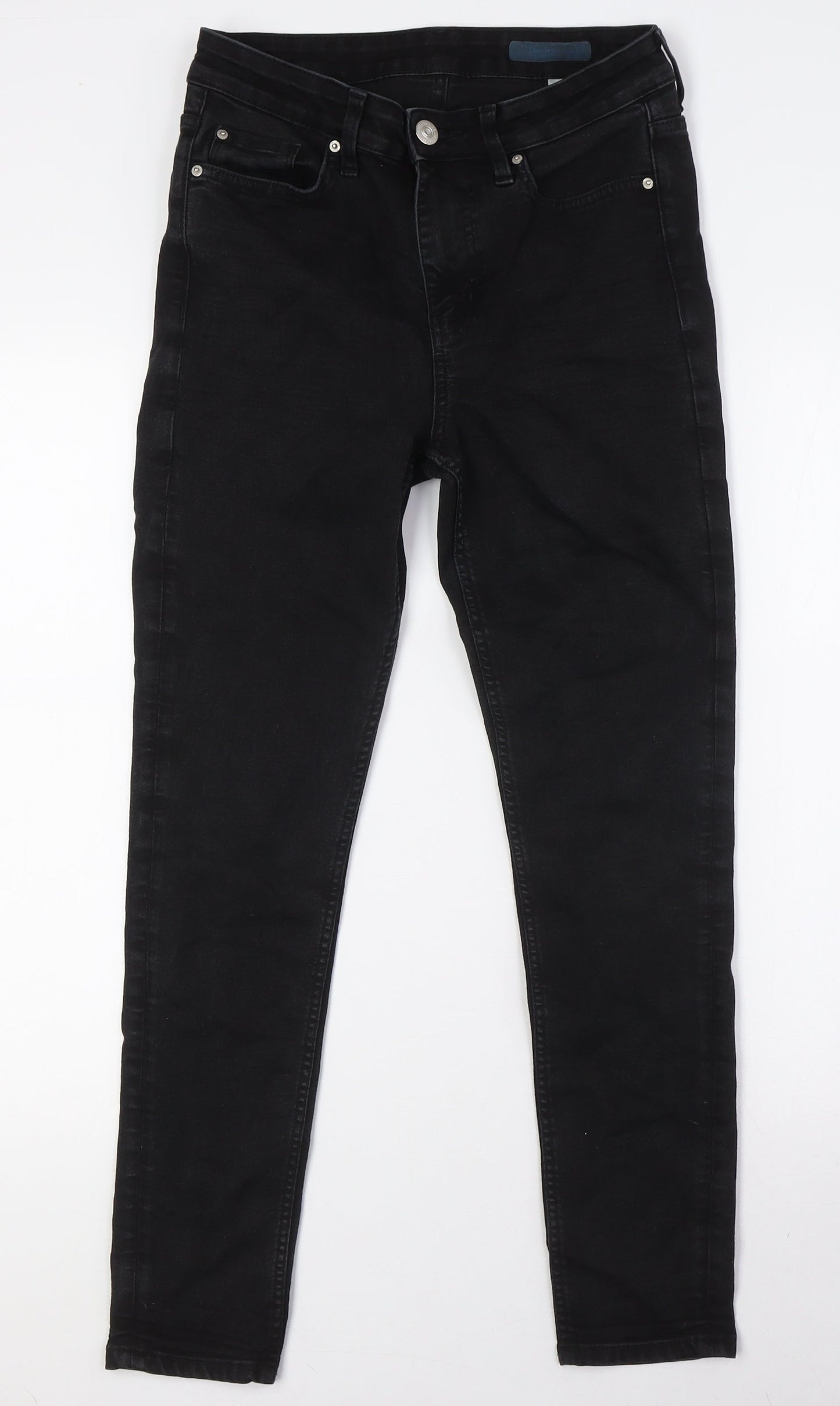 Marks and Spencer Womens Black Cotton Skinny Jeans Size 10 L28 in Regular Button