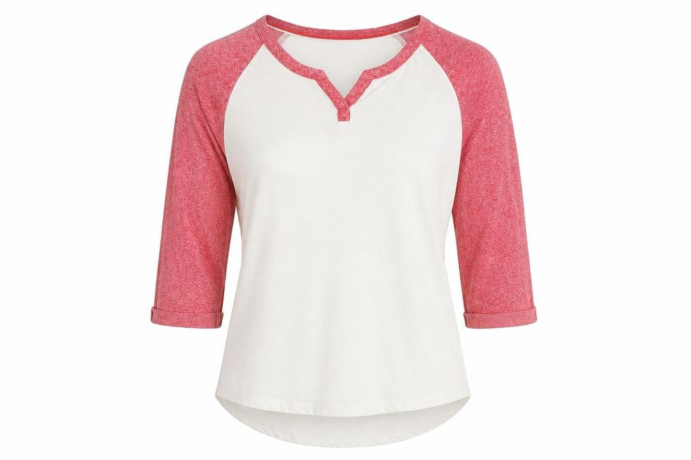TU Womens Ivory Cotton Ringer T-Shirt Size 10 Crew Neck